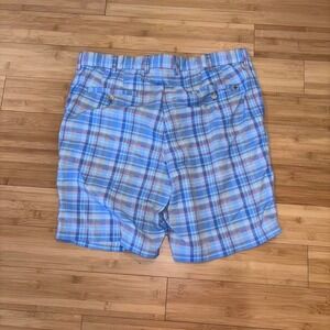 Peter Millar Mens Featherweight Blue Golf Performance Plaid Shorts 36